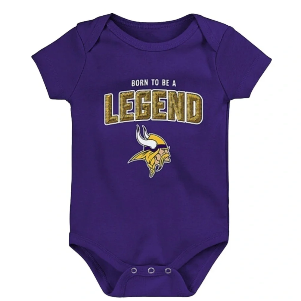 2 NFL Minnesota Vikings Born To Be A Legend Short Sleeve Onesies In purple 
NWT - Picture 9 of 9